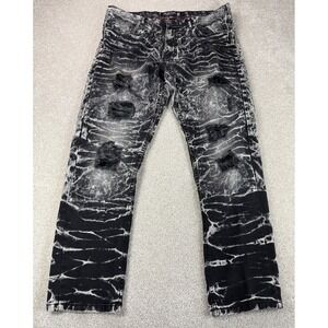 Arketype Men's 38x34 Tiger Stripe Bleach Wash Distressed Ripped Straight Jeans
